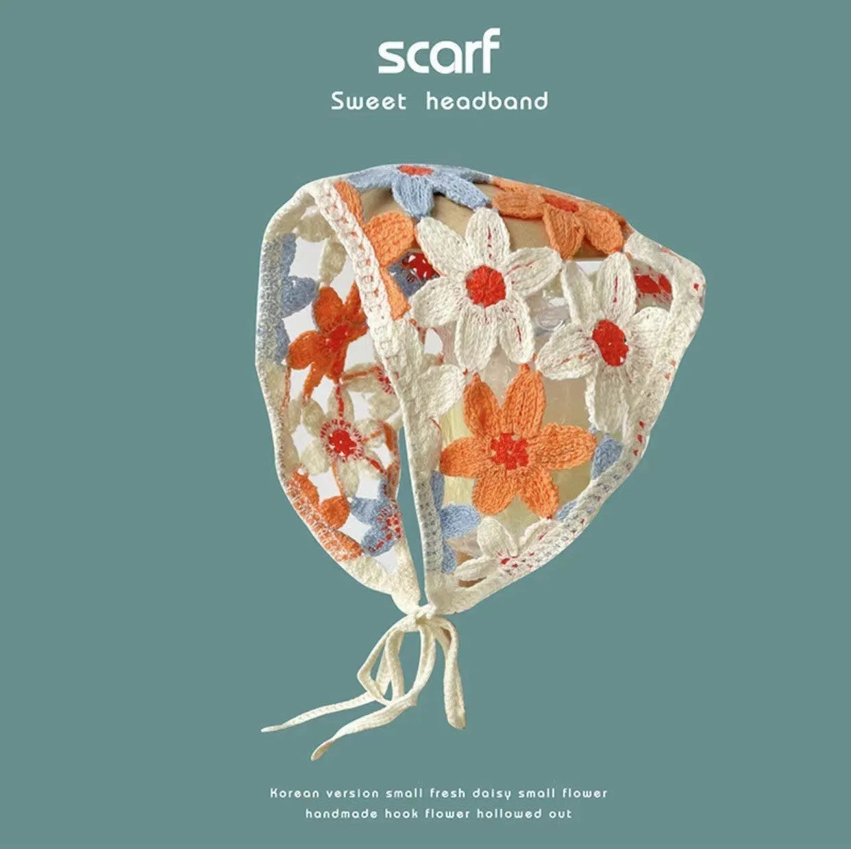 Cotton triangular headscarf with floral pattern in multiple colour options