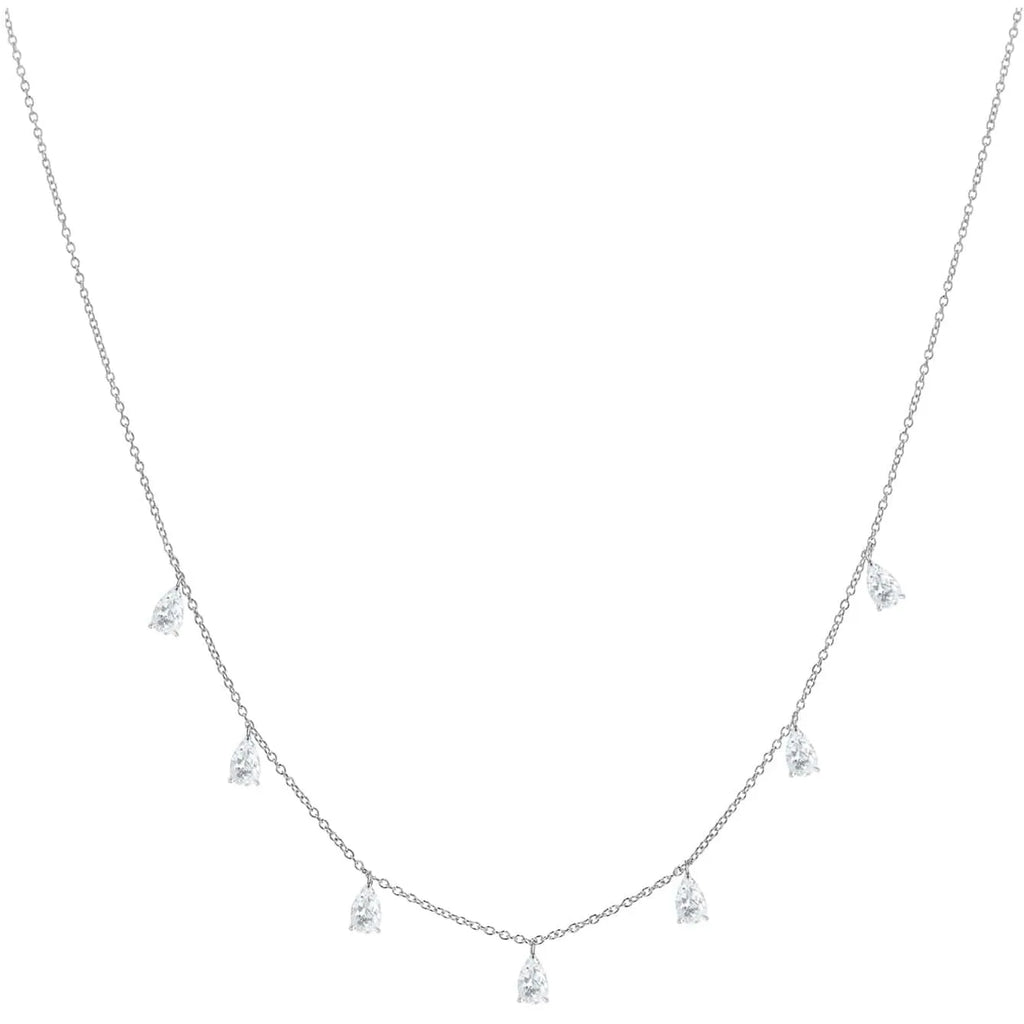 Gentle drop-shaped artificial zircon necklace on an adjustable O-chain in 925 silver, shown in silver finish.