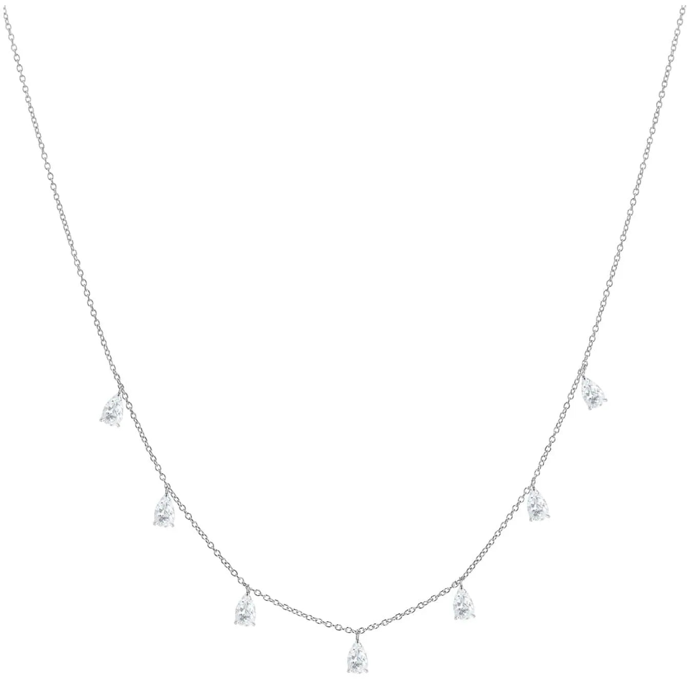 Gentle drop-shaped artificial zircon necklace on an adjustable O-chain in 925 silver, shown in silver finish.
