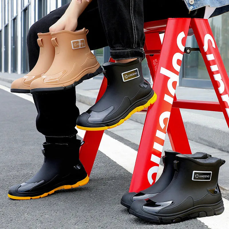 Adult short tube waterproof wading boots in a minimalist style with a non-slip sole.