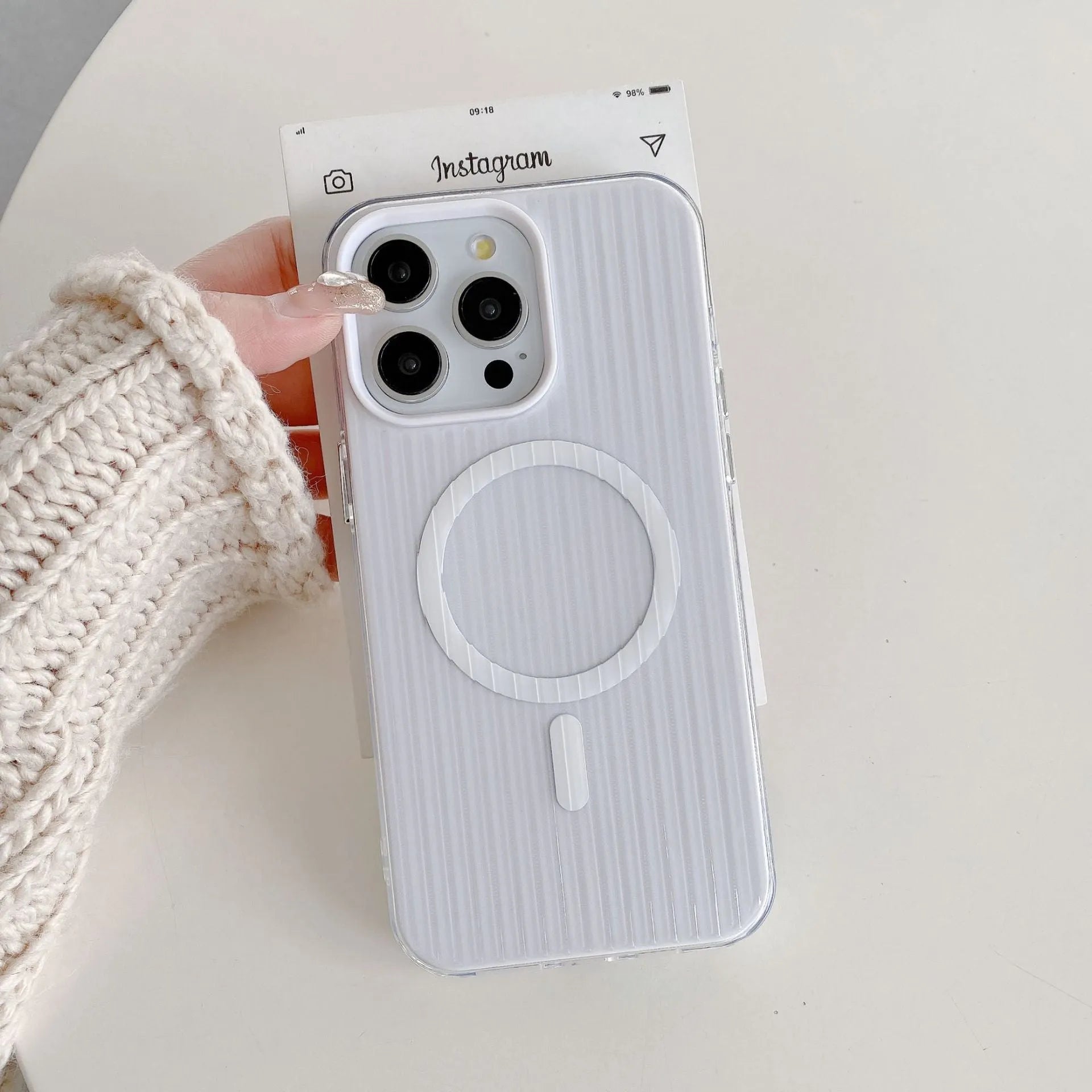 Magnetic suction TPU phone case in solid colour for iPhone, with corrugated shell and drop protection