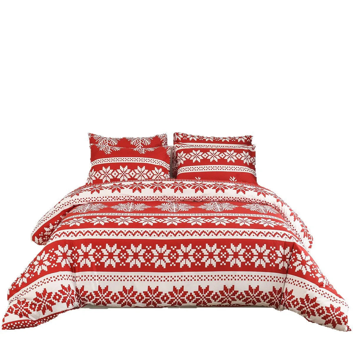 Winter Sleepers patterned red bedding three-piece set with Christmas Love Song design on chemical fibre
