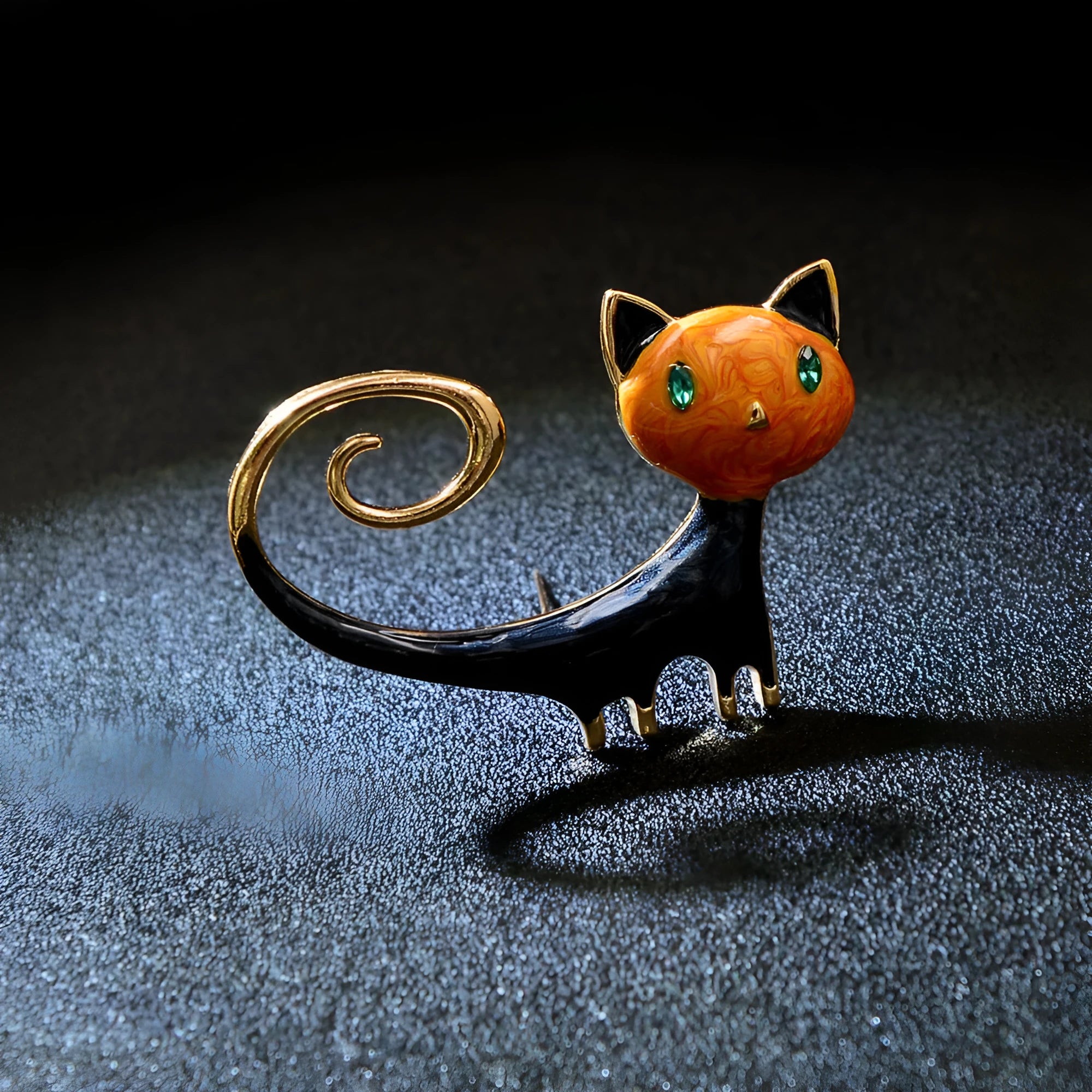 Personalised hand-painted cat tail brooch in alloy with orange and white colour options