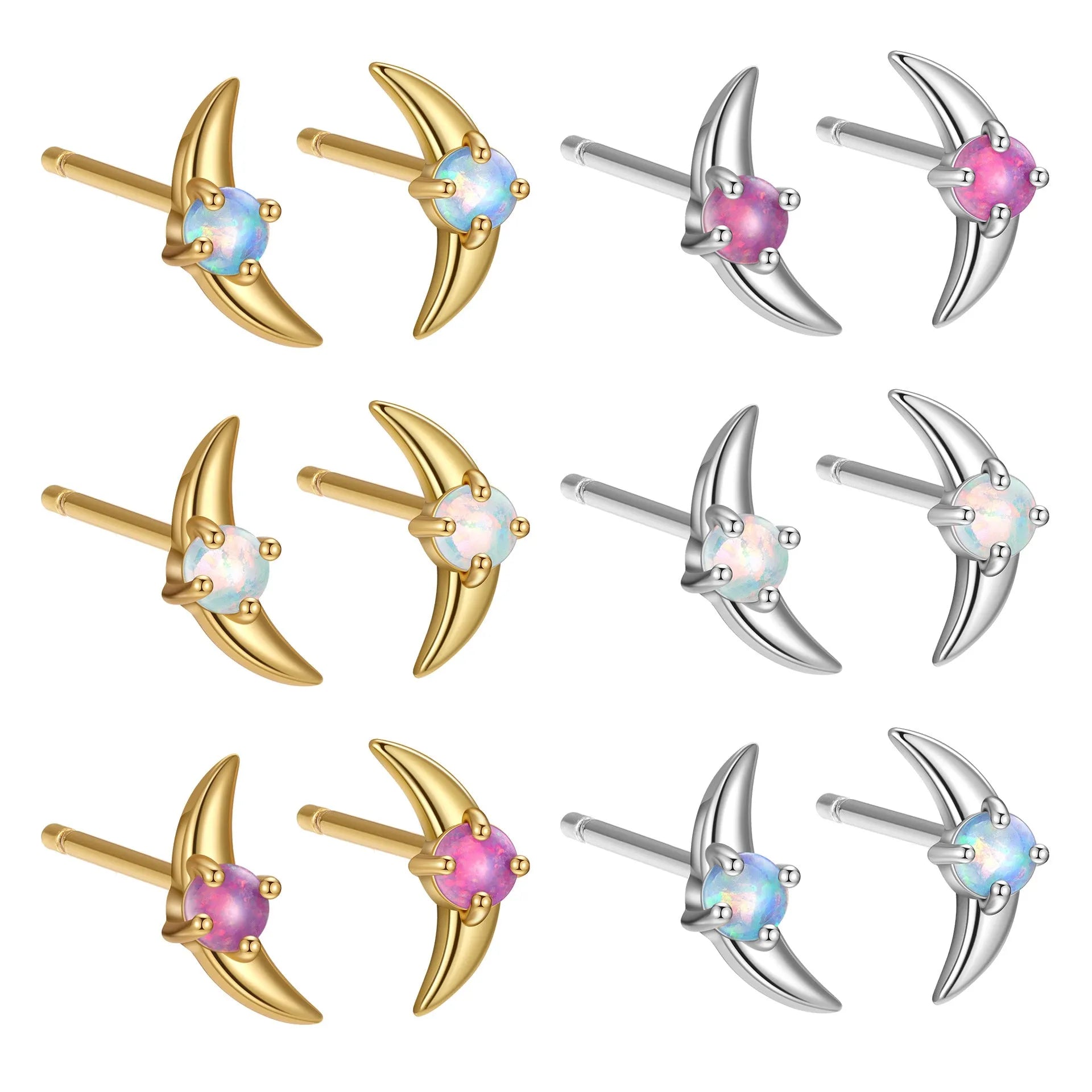925 silver geometric earrings with electroplated gold finish and blue stone
