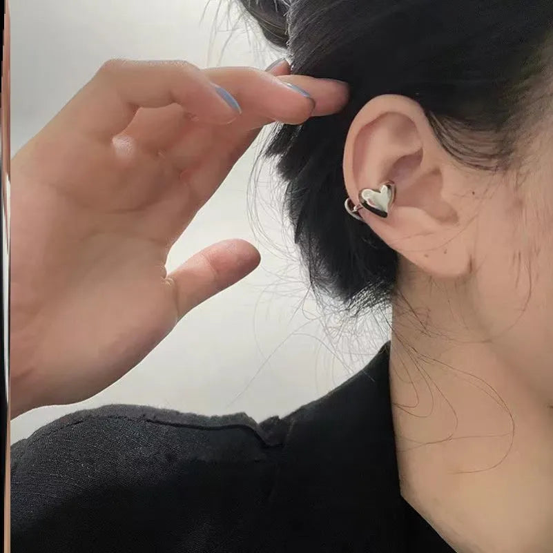 Heart shape alloy ear clip for women, Love colour, no piercing required