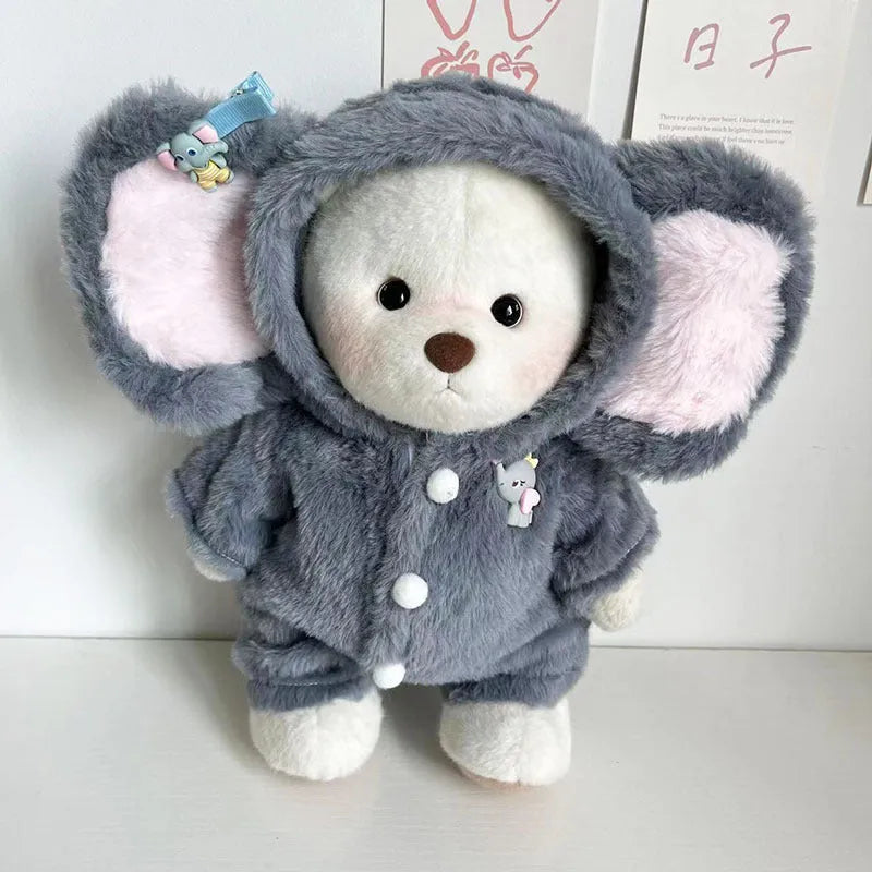 Grey elephant pattern plush jumpsuit for 30cm Lina bear doll costume