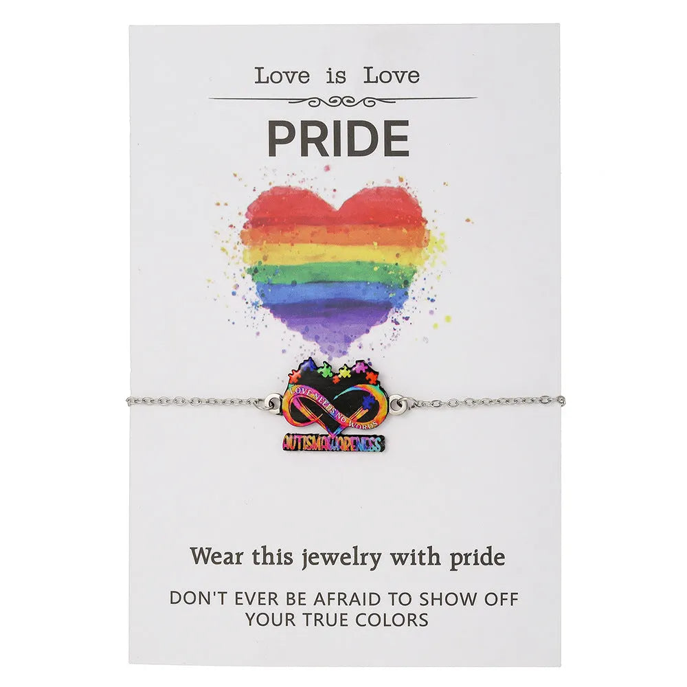 Stainless steel friendship necklace and bracelet set with inspirational colour printing