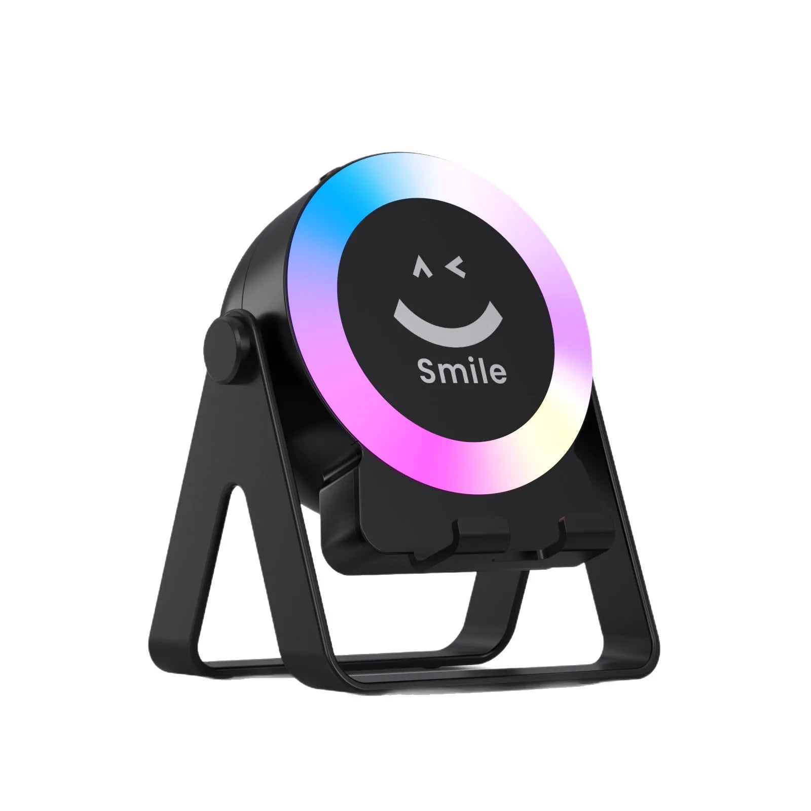 Black and white Bluetooth induction bracket speaker with LED lighting and waterproof construction