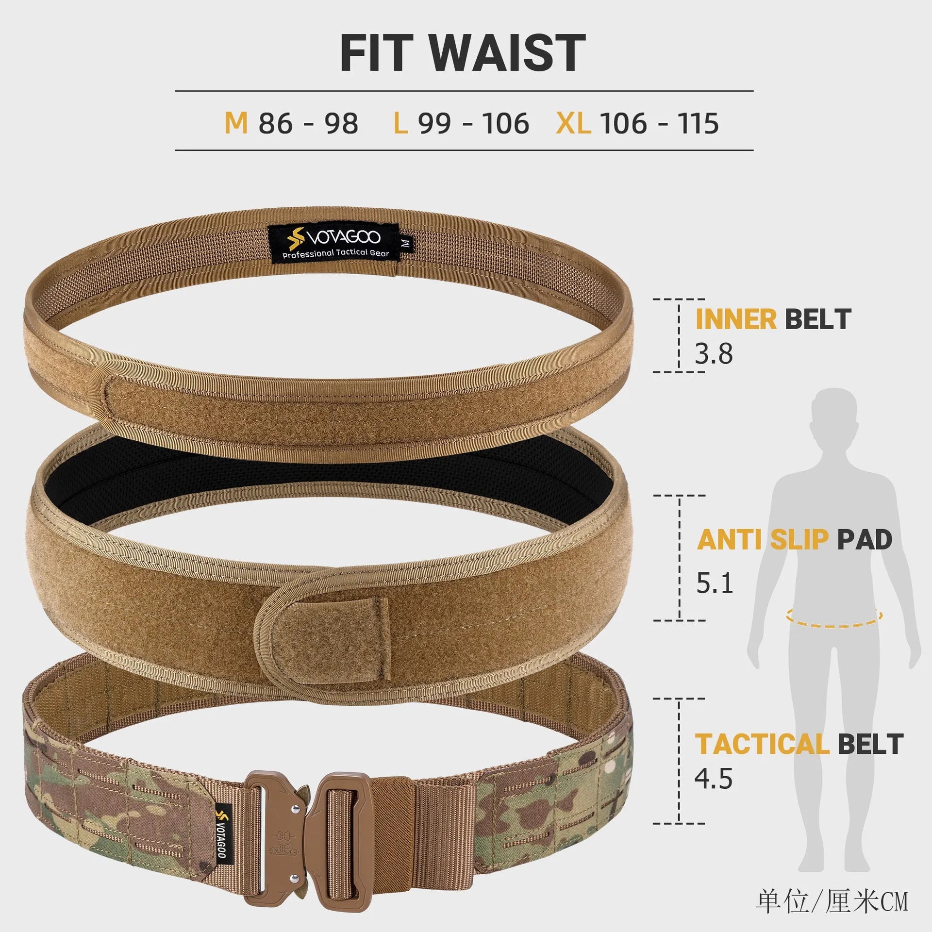 VOTAGOO military waist belt with quick-release buckle in CP camouflage colour