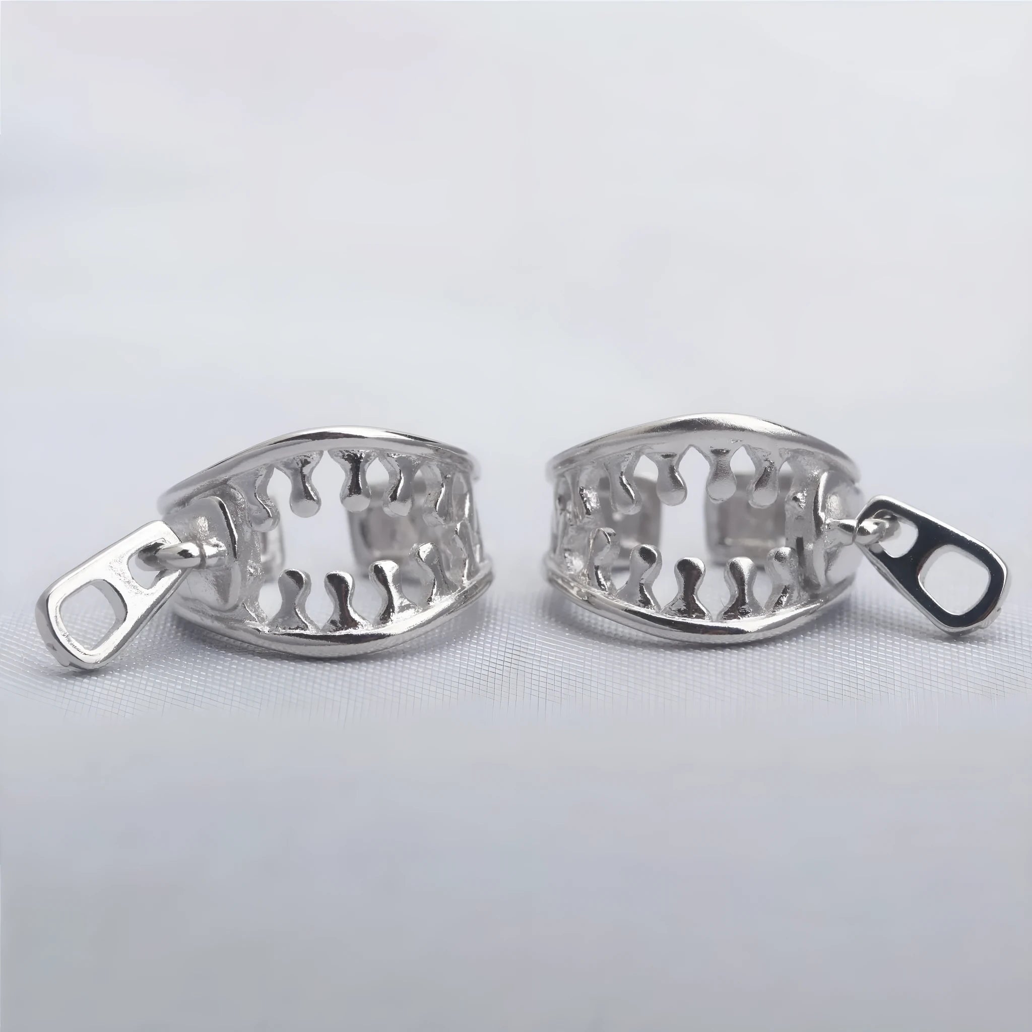 Copper geometric ear bone clips with linear zipper design in ES862 colour