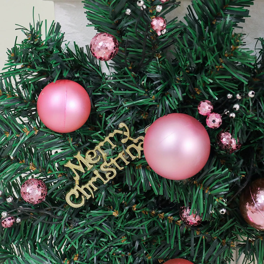 Pink artificial Christmas rattan vine decoration measuring 2.7 metres long with 240 decorative heads