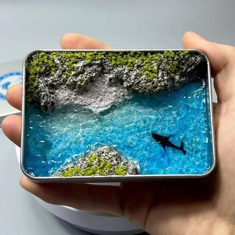 DIY bamboo marine landscape handmade model ornament with whale motifs