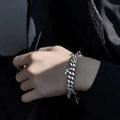 Men's titanium steel cross bracelet with geometric pendant in cold wind style