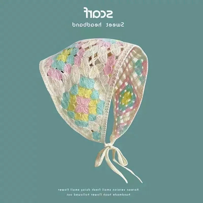 Cotton triangular headscarf with floral pattern in multiple colour options