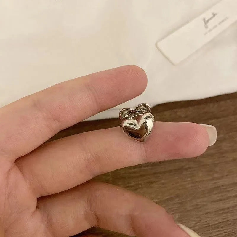 Heart shape alloy ear clip for women, Love colour, no piercing required