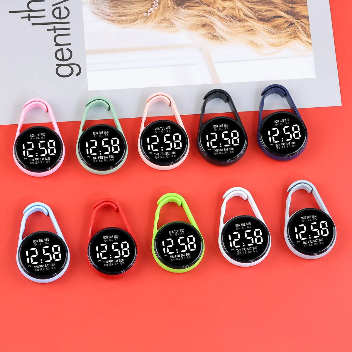 LED digital watch with plastic strap and waterproof casing in multiple colour options