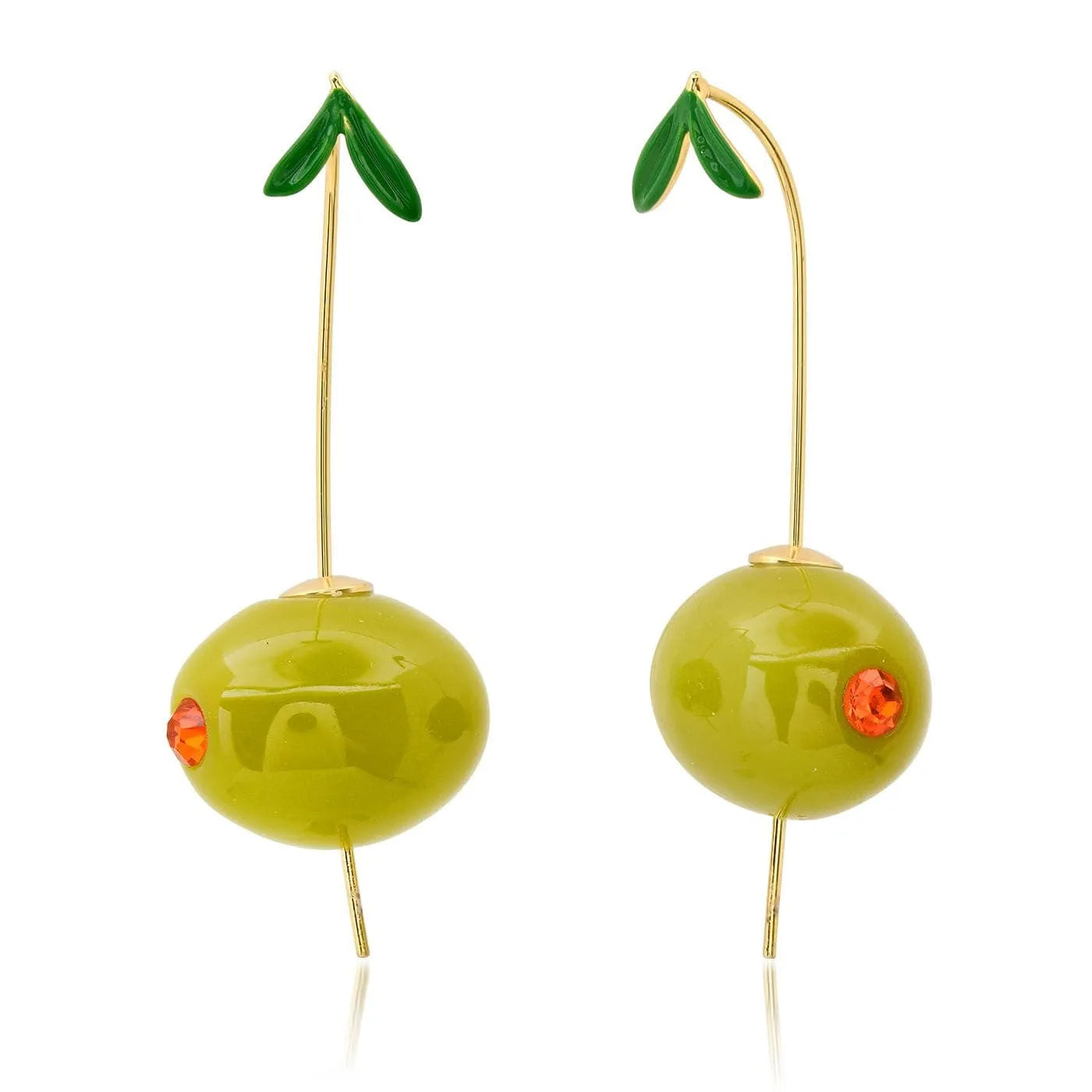 Gold plated copper earrings with a detailed blueberry charm, one of seven fruit and vegetable designs.