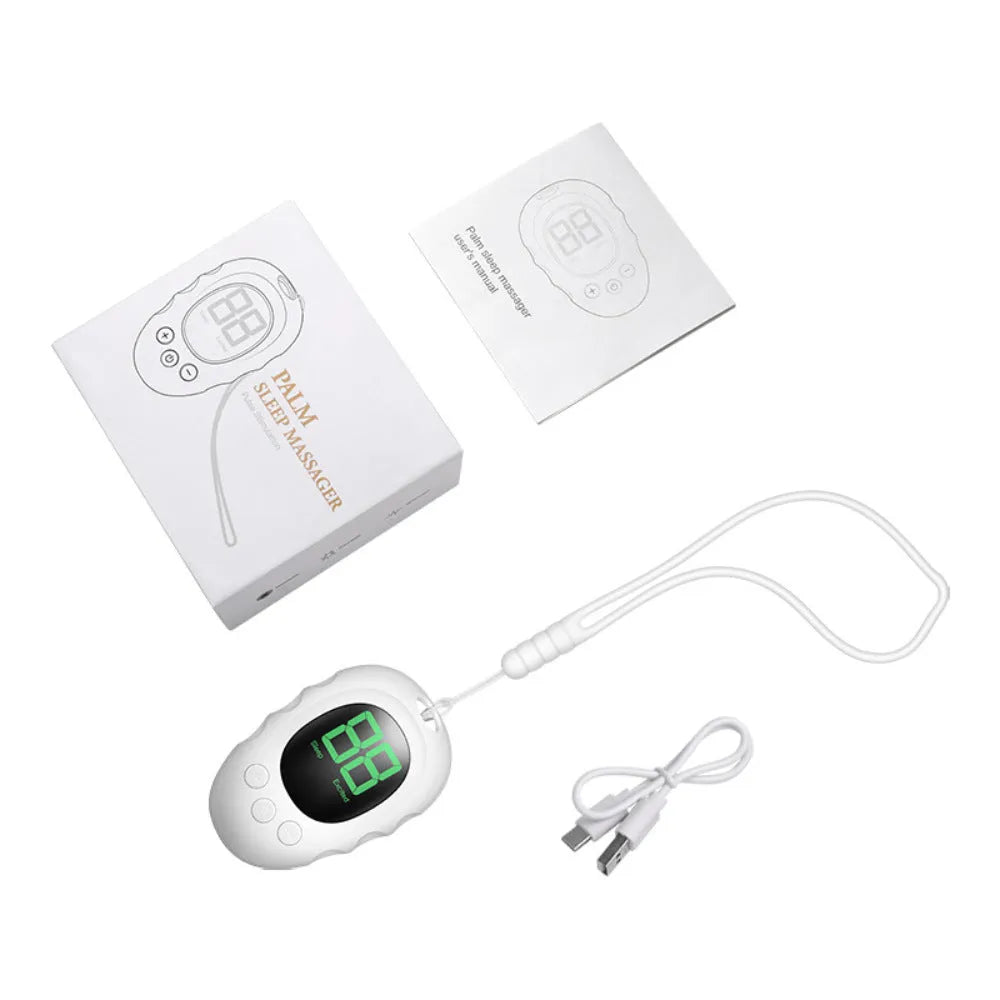Silicone sleep aid hand grip device with sleep monitor and charging cable