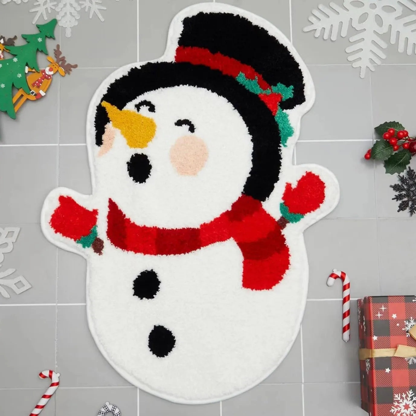 Christmas themed hallway mat with festive design and anti-slip backing in multiple size options