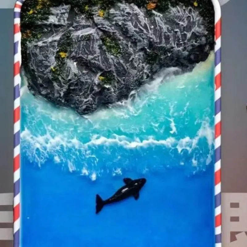 DIY bamboo marine landscape handmade model ornament with whale motifs