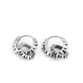 Stainless steel round ring earrings with polished finish showing circular design
