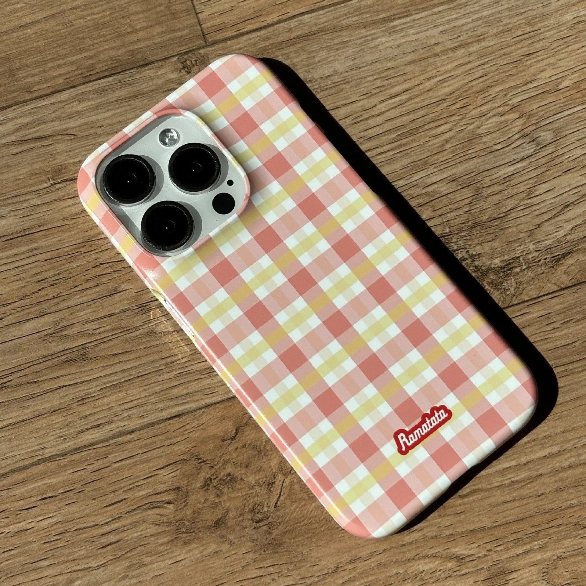 Original plain plaid phone case for iPhone 15 Pro Max anti-fingerprint red grid frosted protective shell