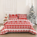 Winter Sleepers patterned red bedding three-piece set with Christmas Love Song design on chemical fibre