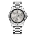 Men's silver case stainless steel business watch with luminous hands and sapphire crystal glass