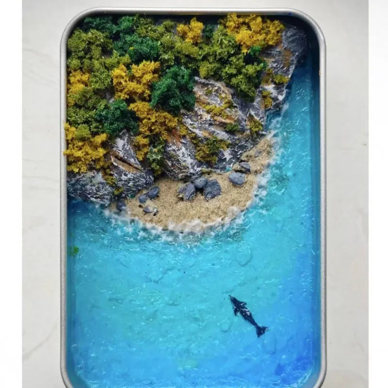 DIY bamboo marine landscape handmade model ornament with whale motifs