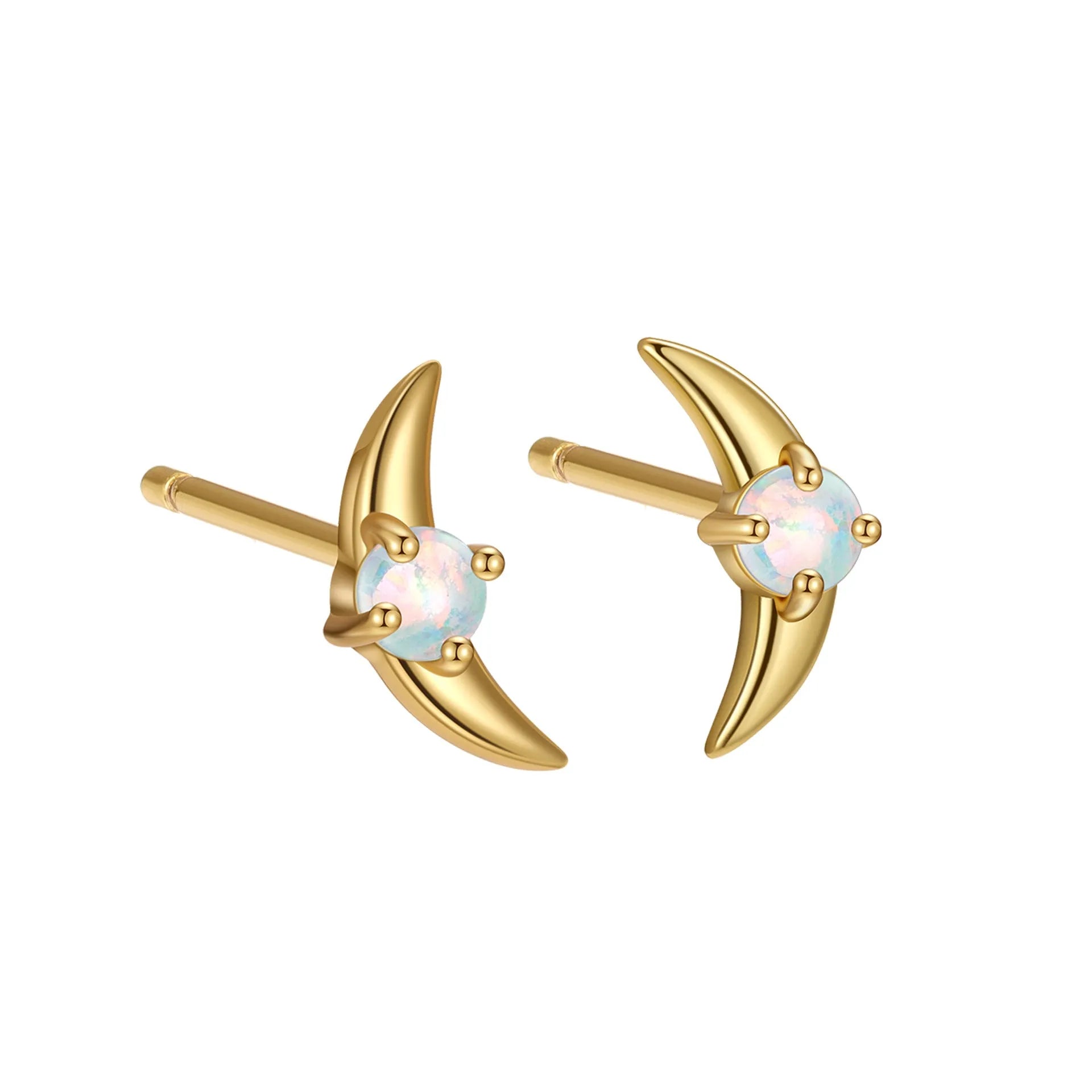 925 silver geometric earrings with electroplated gold finish and blue stone