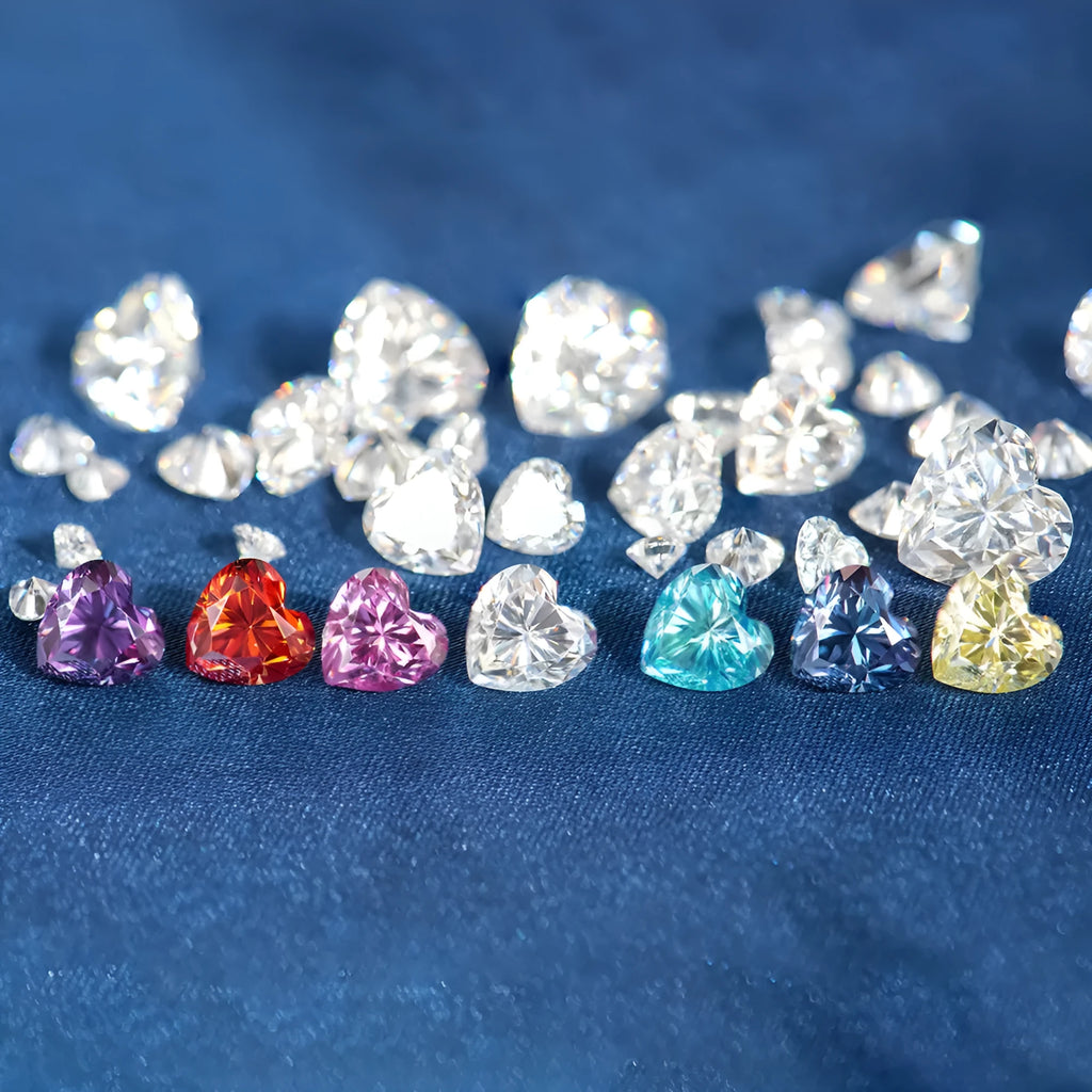 Heart-shaped loose moissanite gemstone in lemon yellow colour showing precise cut and dimensions