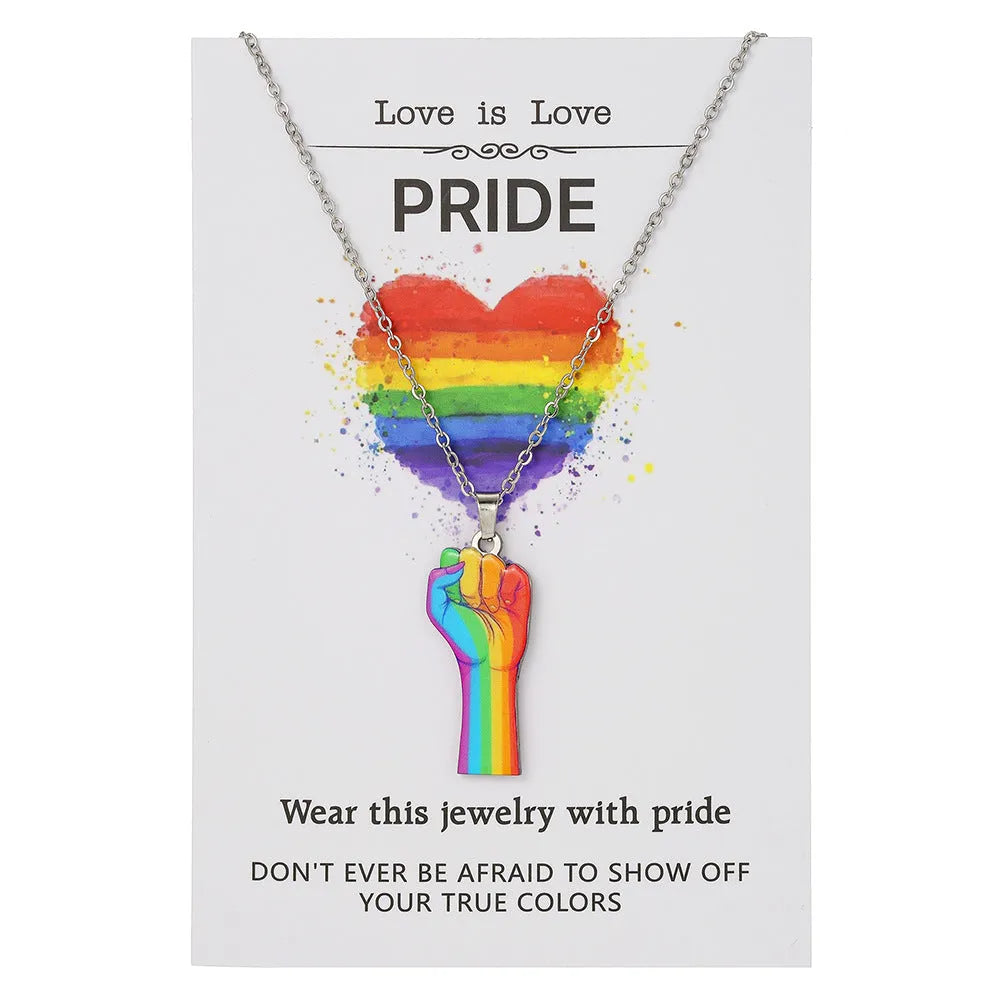 Stainless steel friendship necklace and bracelet set with inspirational colour printing