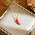 Women's titanium steel necklace with indie cherry pendant on O-ring chain