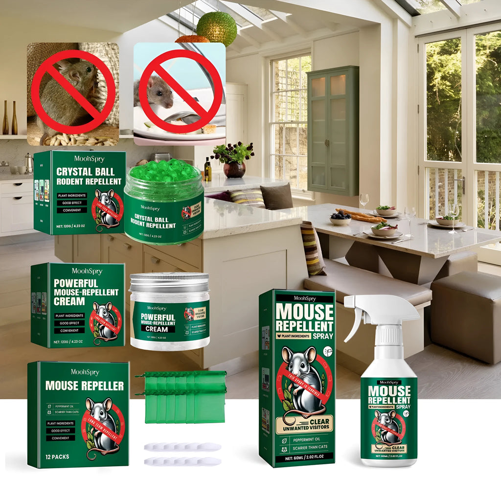 60ml bottle of natural rat repellent spray with essential oils for home, car and outdoor use.
