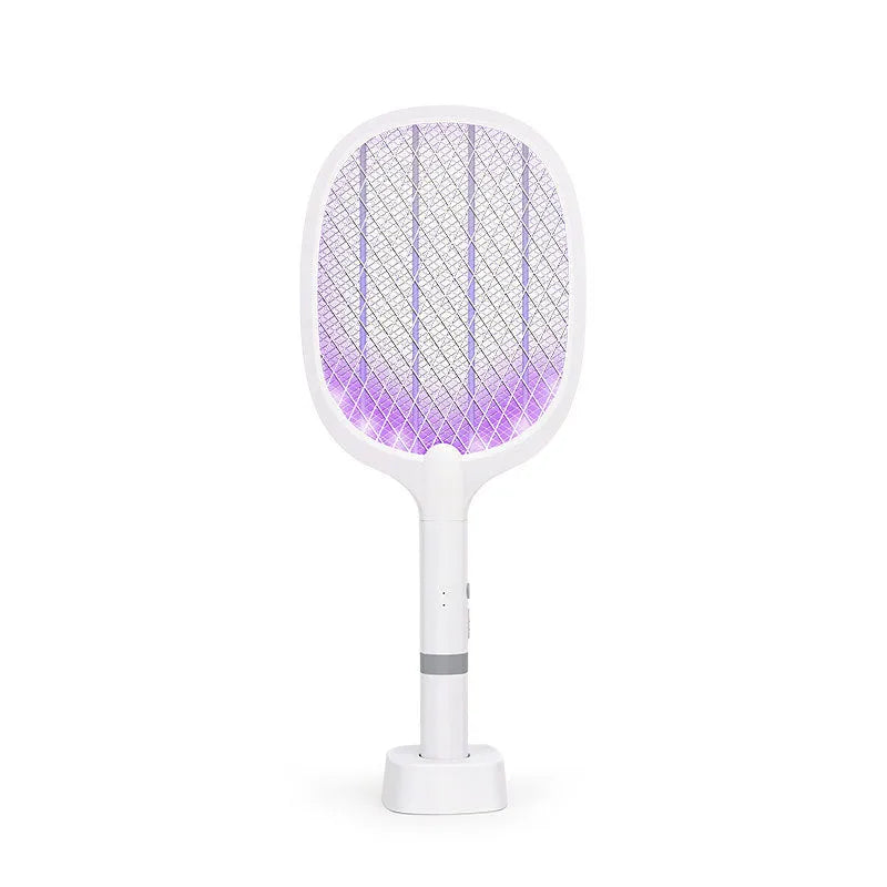 Rechargeable electric mosquito swatter insect killer racket with ABS plastic shell in 959 and 996 colour models.