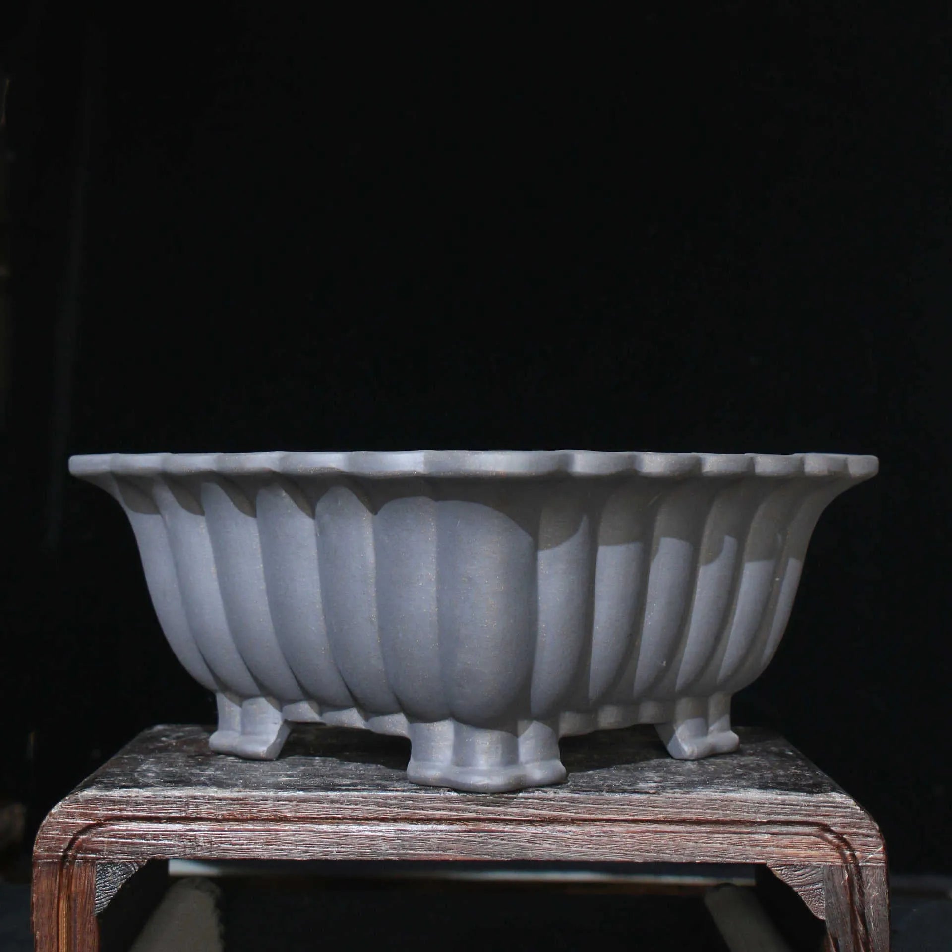 Purple sand ceramic square bonsai pot with 37cm inner diameter for desktop plants