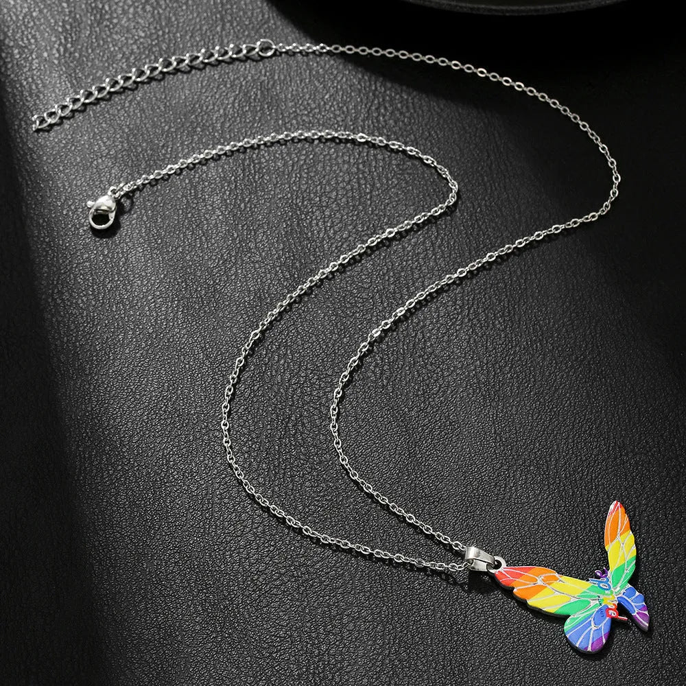 Stainless steel friendship necklace and bracelet set with inspirational colour printing