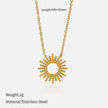 SUNFLOWER Series 14K gold necklace and bracelet set with geometric chain design on white background