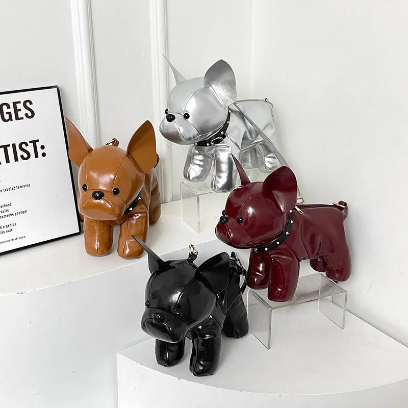 Jarre Aero Bull Doll satchel casual shoulder messenger bag in black with PU material, rivet details, and animal-shaped silhouette