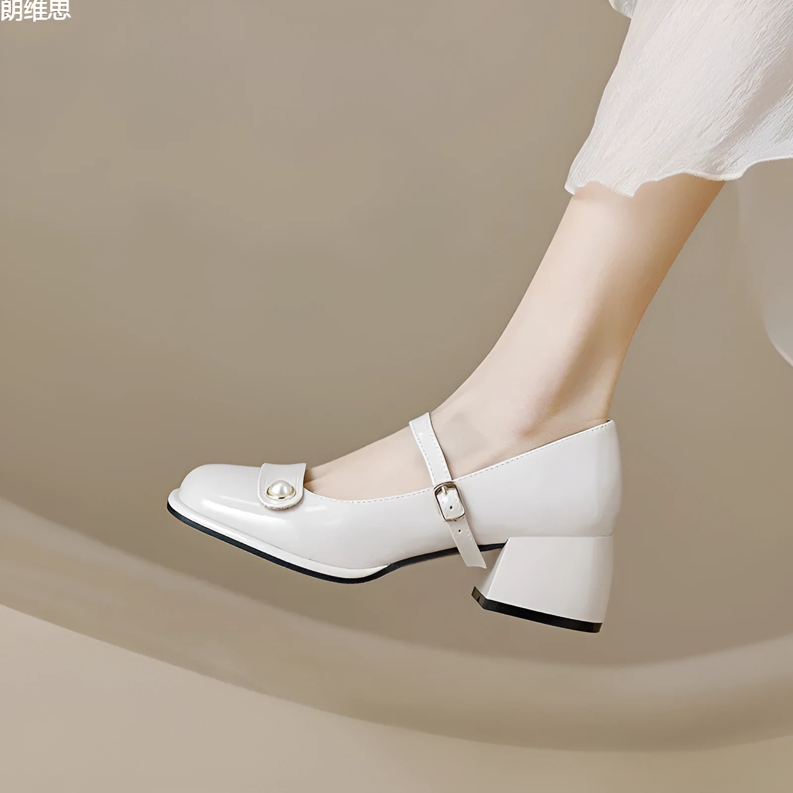 Women's patent leather ankle boots with chunky block heel and buckle fastening in three colour options
