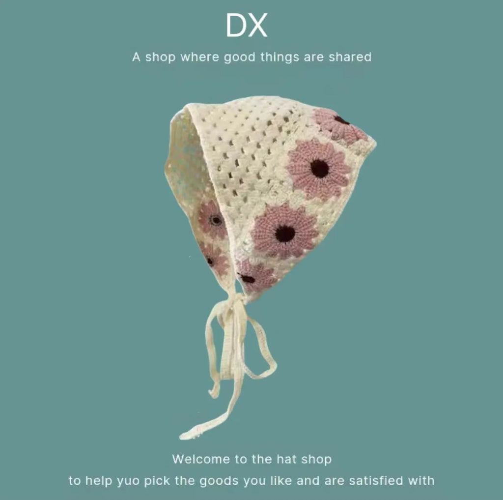 Cotton triangular headscarf with floral pattern in multiple colour options