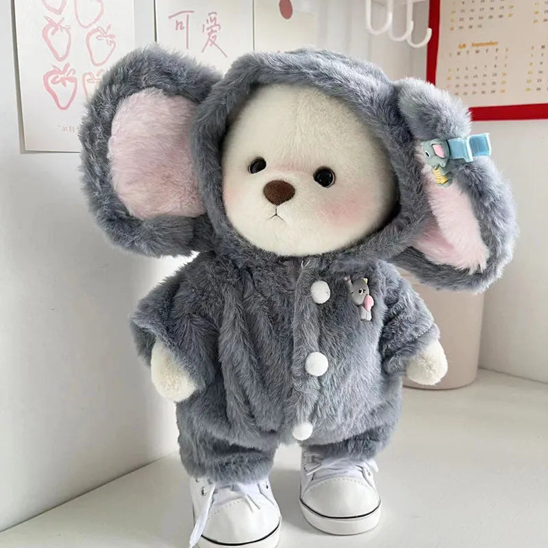 Grey elephant pattern plush jumpsuit for 30cm Lina bear doll costume
