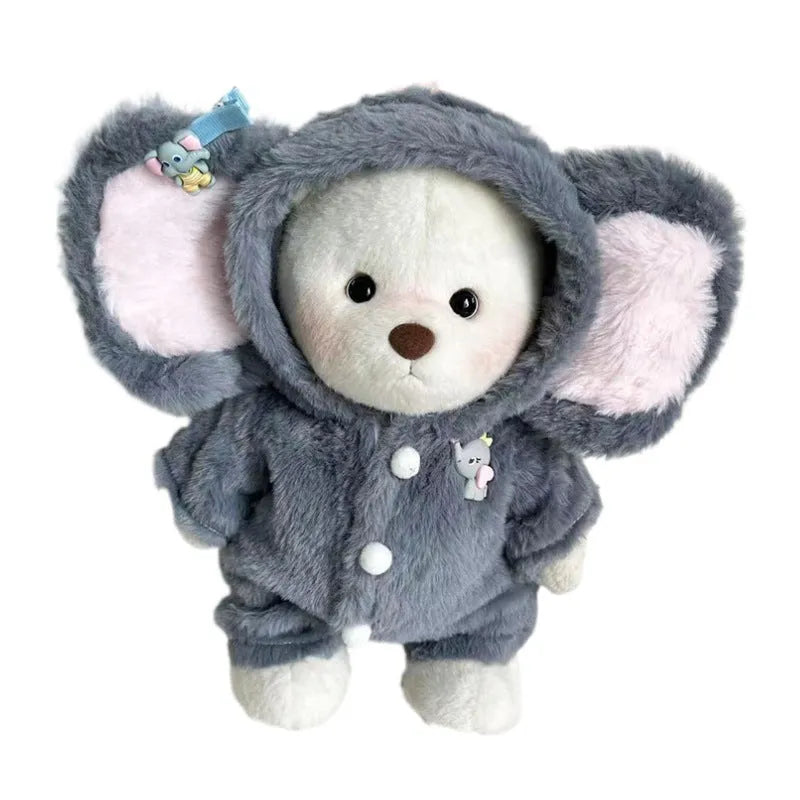 Grey elephant pattern plush jumpsuit for 30cm Lina bear doll costume