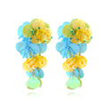 Handmade string bead flower earrings with exaggerated dopamine design in mixed materials showing floral and leaf shapes