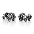 Stainless steel hollow skull earrings with clip backing in retro geometric design