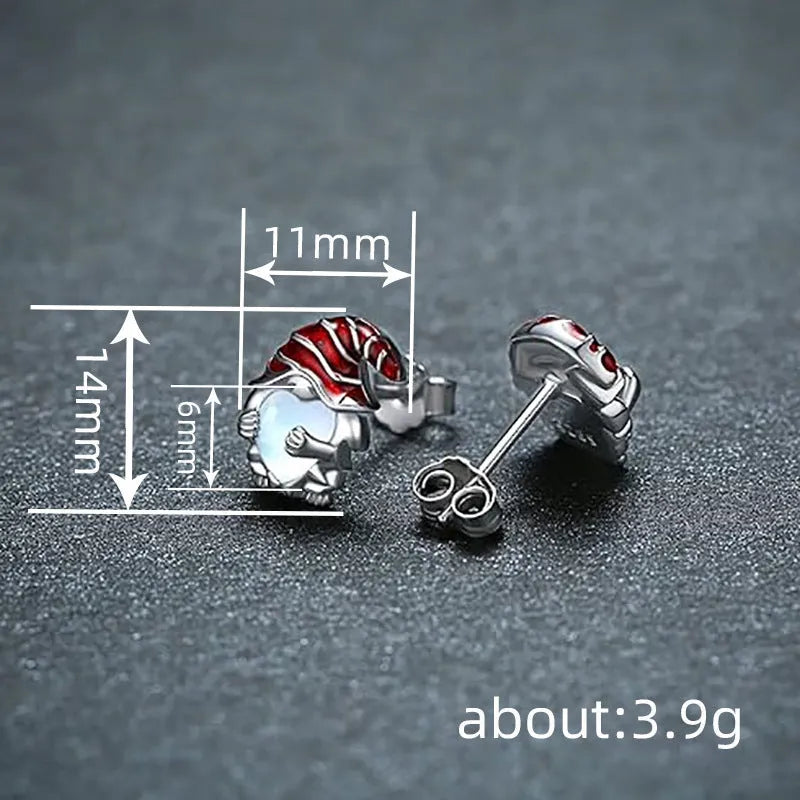Women's white gold coloured Santa Claus heart earrings with electroplated finish on copper