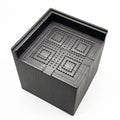 Four black plastic furniture height adjustment mats for sofa or bed feet.