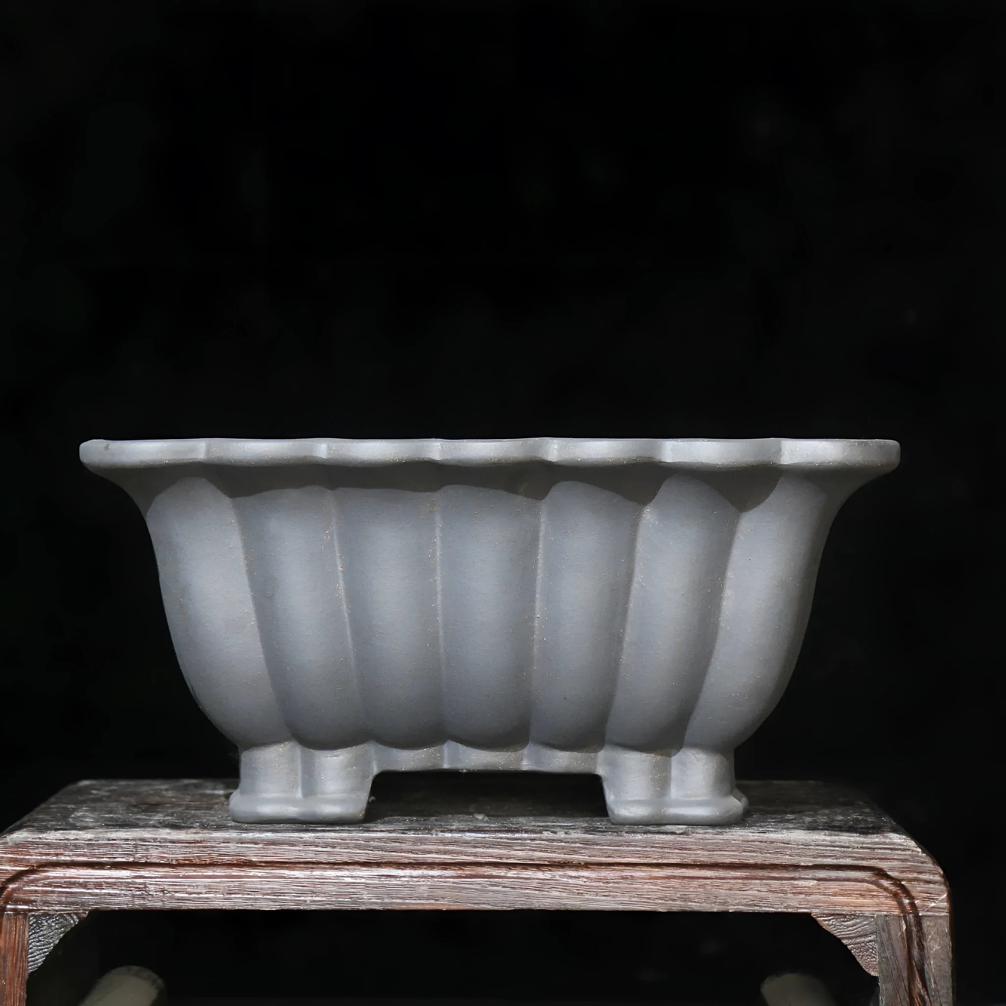 Purple sand ceramic square bonsai pot with 37cm inner diameter for desktop plants