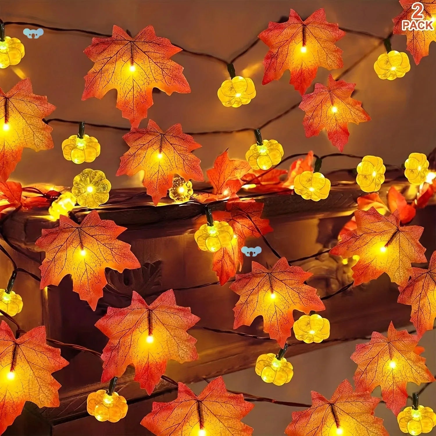 Picture of USB powered plastic string lights in autumn decoration colour finish