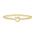 Women's adjustable stainless steel beaded bracelet in a simple geometric shape on a wrist.
